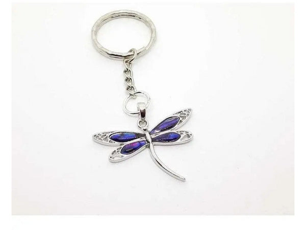 Purple Dragonfly Keyring Made With Abalone Shell TheQuirkyPagan