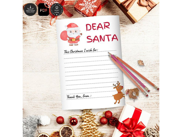 Kids Christmas Gift Wish List Printable, Dear Santa Kids Wishlist, Childs Holiday Gift Wish List, Kids Christmas List Printable