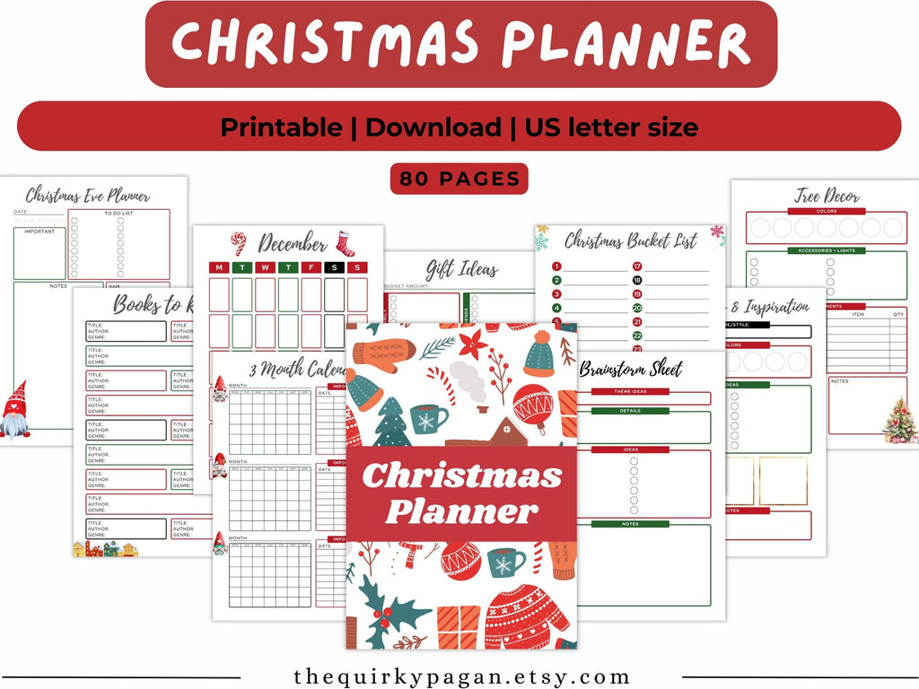 Christmas Planner Printable MEGA 80 Pages, Christmas Organizer, Xmas Planner Download, Christmas To Do List, Christmas Budget List
