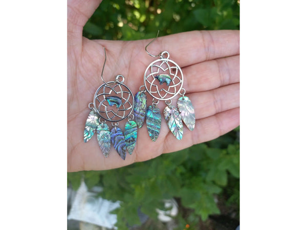 Abalone Shell Dreamcatcher Earrings TheQuirkyPagan