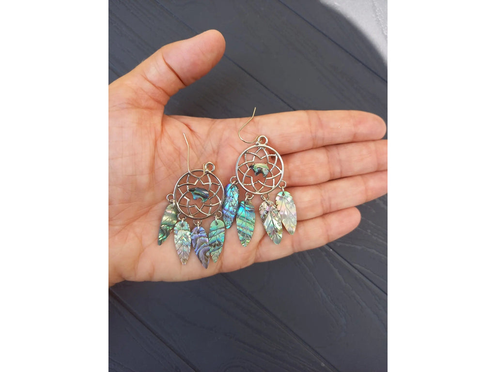 Abalone Shell Dreamcatcher Earrings TheQuirkyPagan