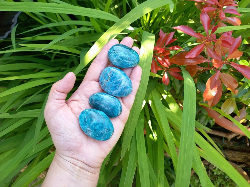 Blue Apatite Tumble, Blue Apatite Palm Stone, Blue Apatite Crystal Palm Stone, Large Blue Apatite Tumble Stones