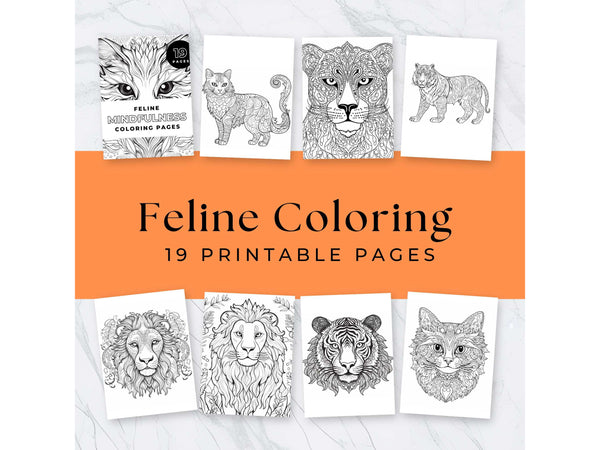 Feline Cat Coloring Sheets - Printable Download At Home TheQuirkyPagan