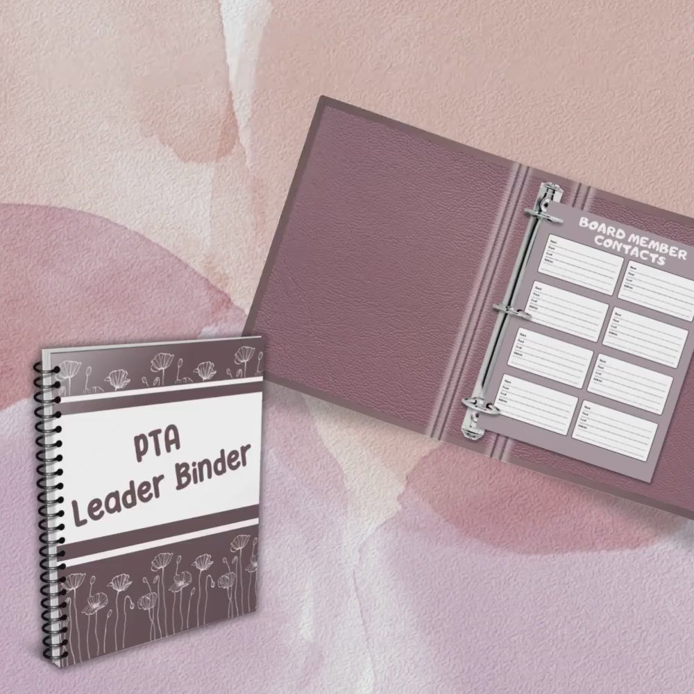 PTA Planner Printable, PTA  Binder, PTA Printable Downloads, pta Leader Planner Binder, pta Volunteer Organizer Sheets