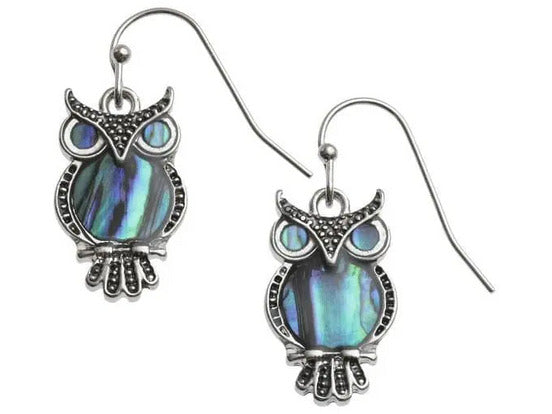 Abalone Shell Owl Earrings TheQuirkyPagan