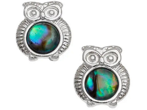 Abalone Shell Owl Stud Earrings TheQuirkyPagan