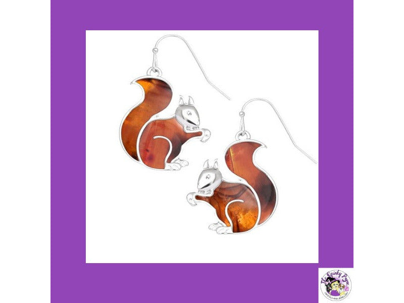 Amber Abalone Squirrel Earrings TheQuirkyPagan
