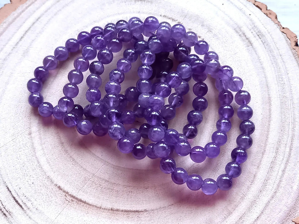 Amethyst Beaded Bracelet - Dark Purple - A GRADE TheQuirkyPagan