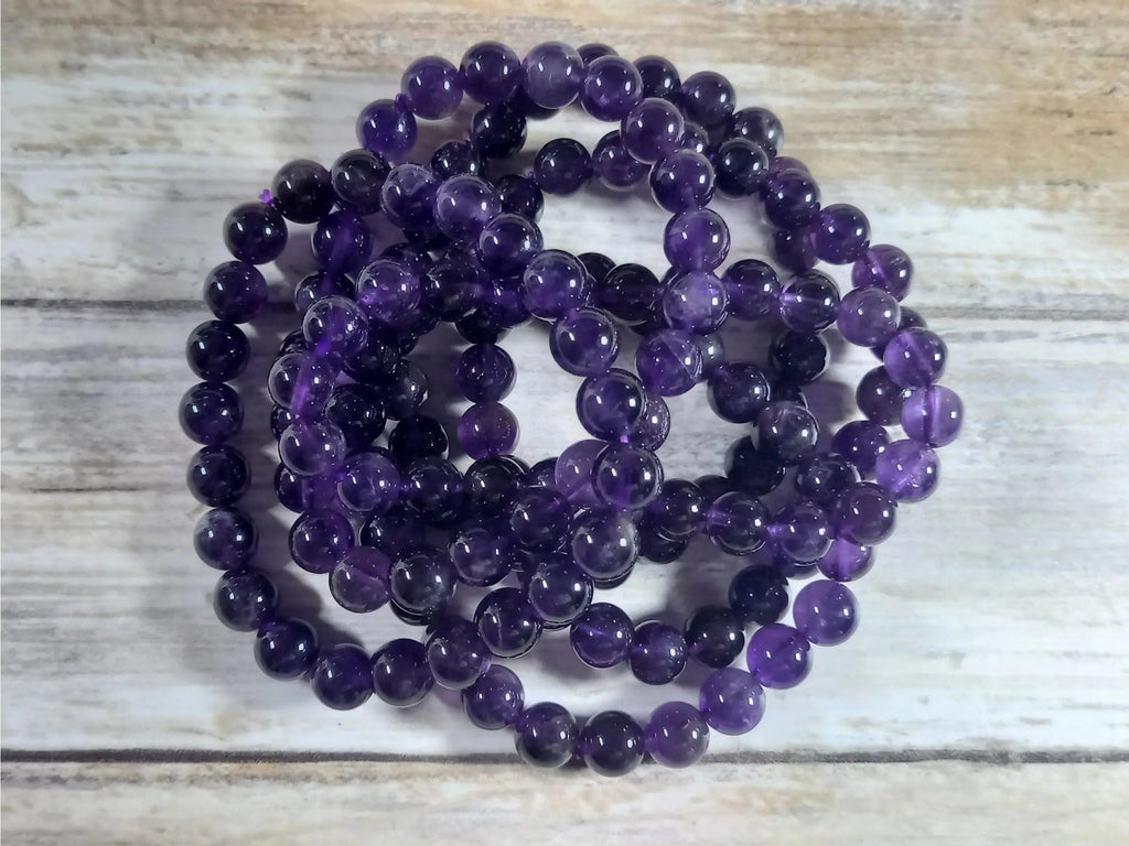 Amethyst Beaded Bracelet - Dark Purple TheQuirkyPagan