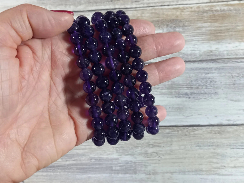 Amethyst Beaded Bracelet - Dark Purple TheQuirkyPagan