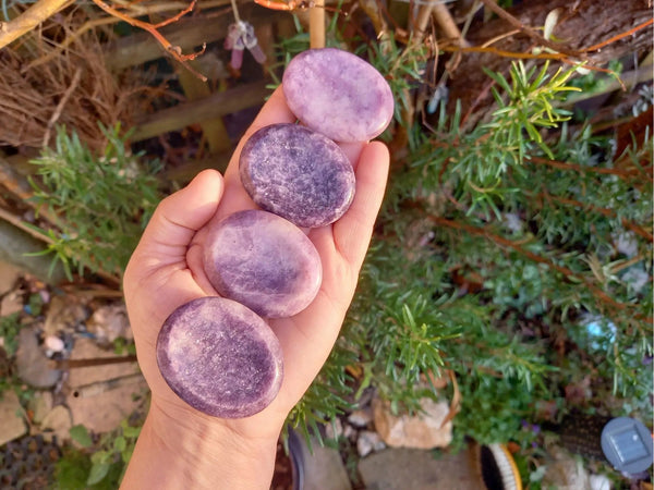 Lepidolite Crystal Worry Palm Stone TheQuirkyPagan