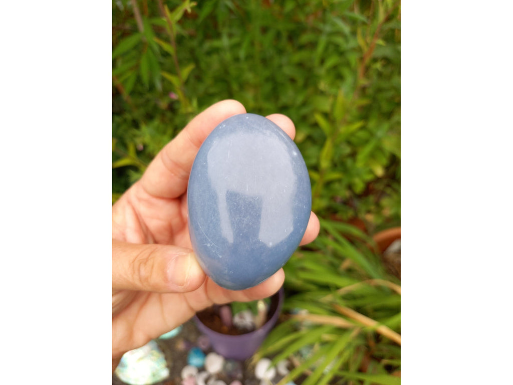 Angelite Palm Stone, Angelite Anhydrite Crystal Palm Stone, Crystal Gift PICK YOURS Supporting a Small Peruvian Family
