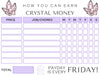 Kids How To Earn Money Chart, Printable Childrens Chore Chart, Printable Kids Money Earning Chart, PDF How To Earn Money For Crystals