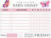 Kids How To Earn Money Chart, Printable Childrens Chore Chart, Printable Kids Money Earning Chart, Print At Home,Butterfly How To Earn Money