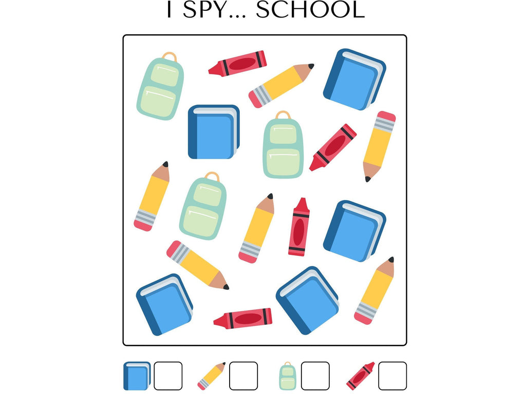 Kids I Spy Activity Game Sheets, Printable Childrens I Spy Car Game, Kids I Spy Travel Game