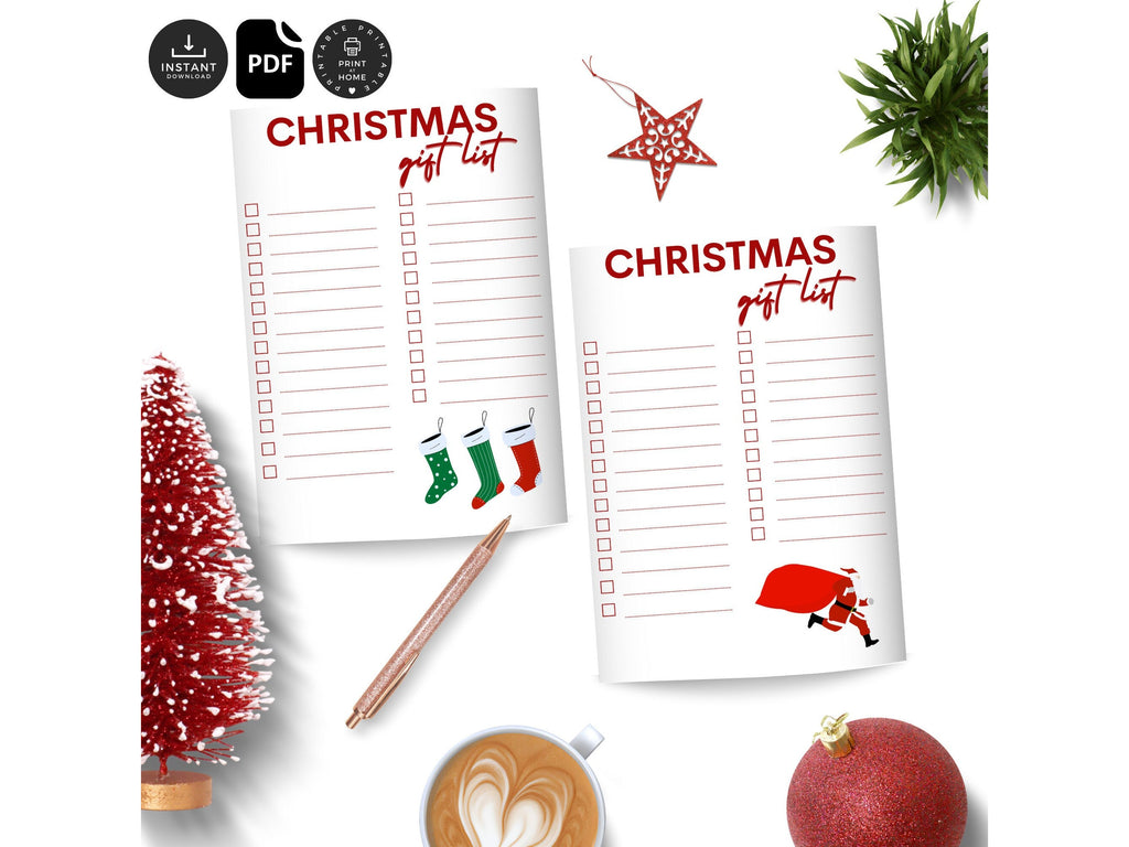 Printable Christmas Gift List, Holiday Gift List, Xmas Shopping Gift List, Simple Christmas Gift List, Christmas Gift Planner Sheet