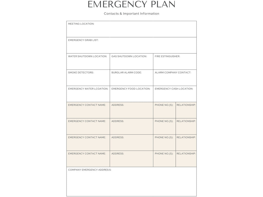 Emergency Planner Printable, End Of Life Planner, What IF Planner, Emergency Organizer, Disaster Planner, Just In Case Binder