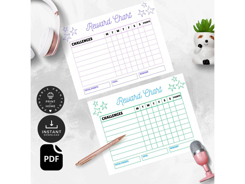 Kids How Chore Chart, Printable Childrens Rewards Chore Chart, Printable Kids Challenge Chart, Kids Points Rewards Chart Printable