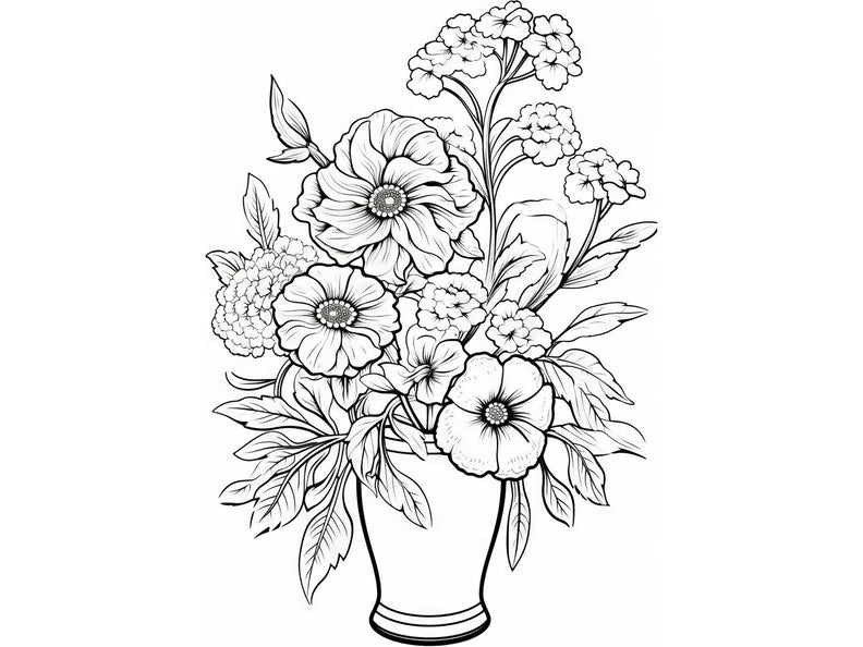 Flowerl Coloring Pages 24 Printable Pages, Plant Coloring, Botanical Coloring Pages, Relaxation Adult Coloring Pages, Coloring Sheets