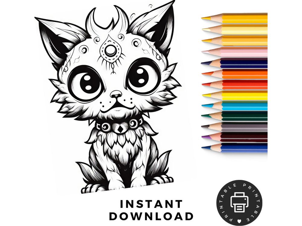 Creepy Cute Animal Coloring Pages 32 Printable Pages, Fantasy Coloring, Halloween Coloring, Relaxation Adult Coloring Pages, Spooky Coloring