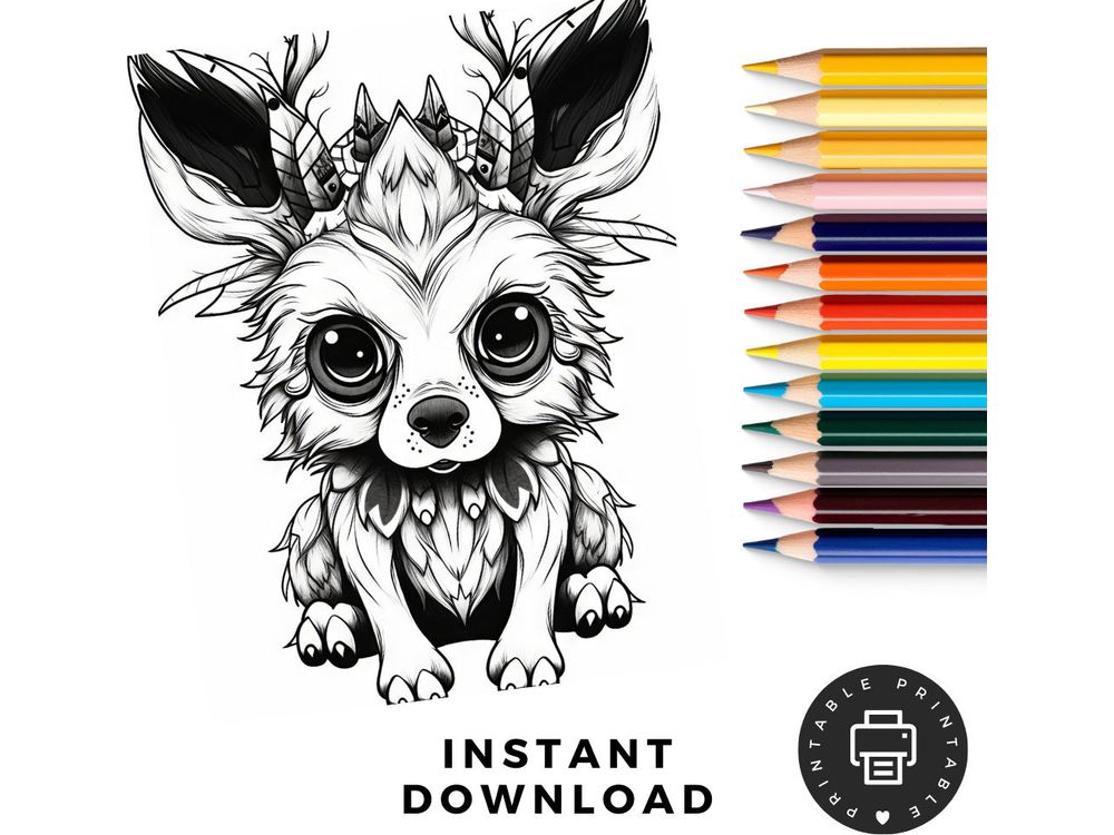 Creepy Cute Animal Coloring Pages 32 Printable Pages, Fantasy Coloring, Halloween Coloring, Relaxation Adult Coloring Pages, Spooky Coloring