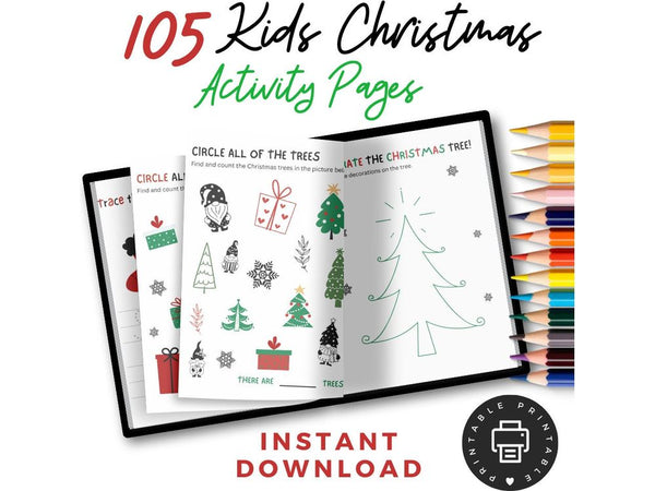 Christmas Activity Printable MEGA 105 Pages! Christmas Coloring, Christmas Party Games, Christmas Kids Printables, Christmas activity games