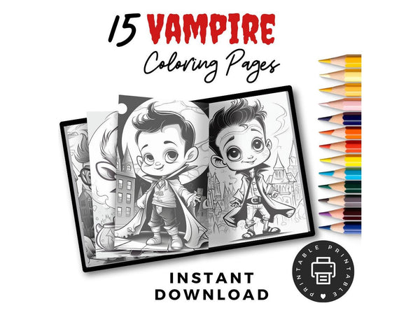 Vampire Coloring Pages For Kids ! Halloween Coloring For Kids, Vampire Coloring Book For Boys, Halloween Kids Printables, Kids Coloring