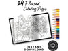 Flowerl Coloring Pages 24 Printable Pages, Plant Coloring, Botanical Coloring Pages, Relaxation Adult Coloring Pages, Coloring Sheets