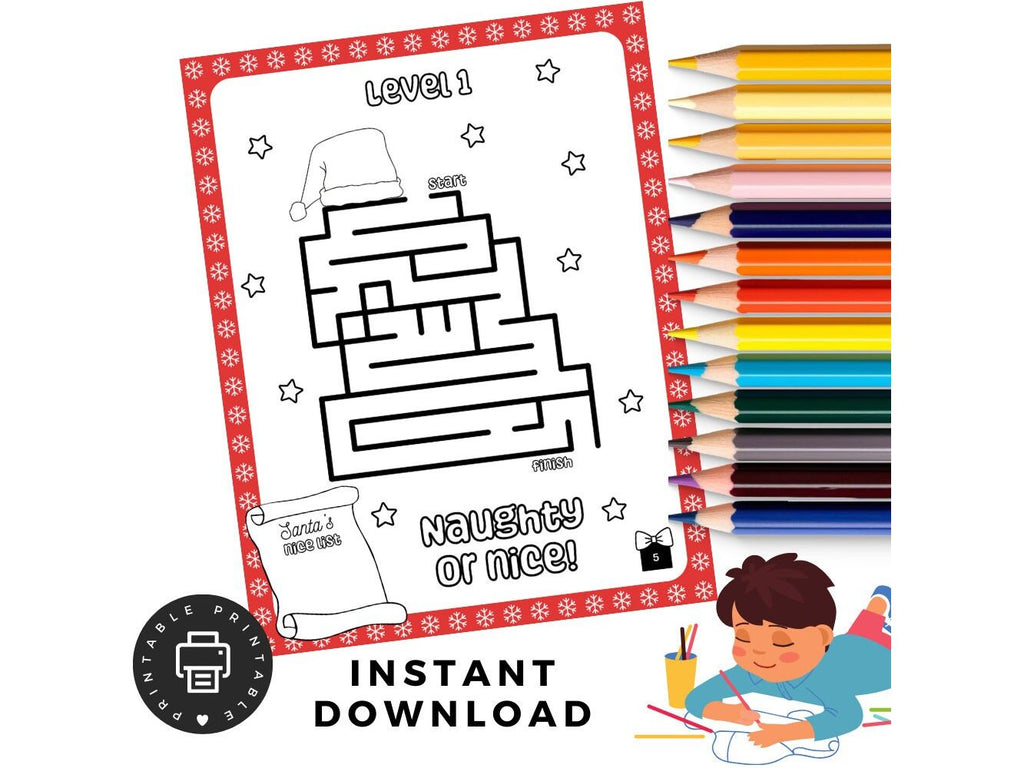 Christmas Activity Printable 51 Pages! Kids Christmas Games Mazes & Coloring, Christmas Kids Printables, Kids Activities Christmas