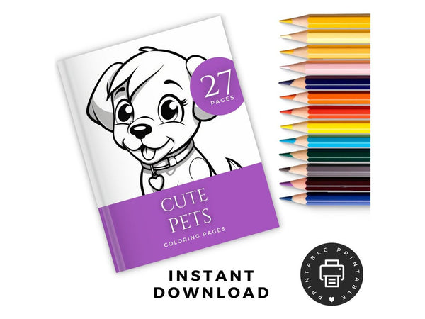 Pet Coloring Pages 27 Printable Pages, Dog Coloring, Cat Coloring Pages, Rabbit Coloring Pages, Kids Coloring Pages, Animal Coloring Book