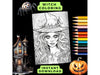 Halloween Witch Coloring Page x 1 Printable Download, Halloween Coloring Page, Witches Coloring Page, Adult Halloween Horror Coloring
