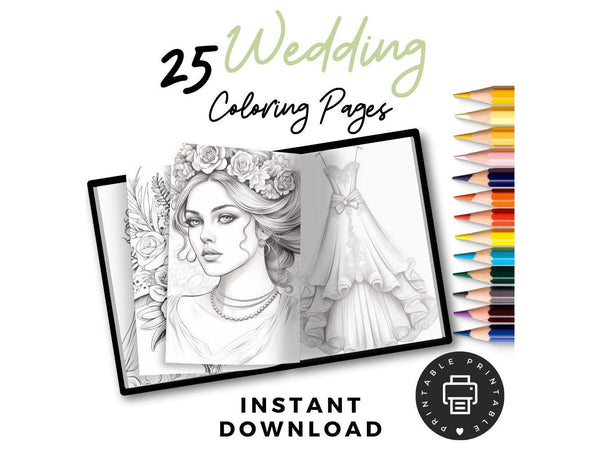 Wedding Coloring Pages, Elegant Adult Coloring Pages, Printable Wedding Coloring, Older Kids Wedding Coloring, Girls Dress Coloring