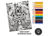Haunted House Coloring Pages MEGA Over 100 Pages, Halloween Coloring Page, Gothic Coloring Page, Adult Coloring Page, Kids Coloring Page