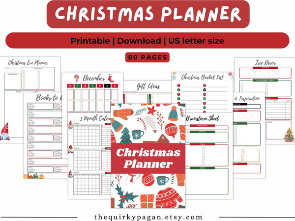 Christmas Planner Printable MEGA 80 Pages, Christmas Organizer, Xmas Planner Download, Christmas To Do List, Christmas Budget List