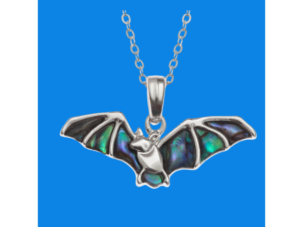 Bat Necklace, Bat Pendant, Abalone Necklace, Abalone Jewellery, Halloween Necklace, Gothic Necklace, Gift for Her, Halloween Jewelry
