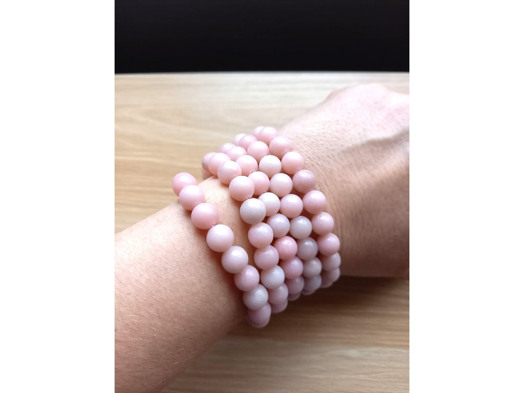 Peruvian Pink Opal Bracelet, Pink Opal Crystal Bracelet, Gemstone Bracelet,8mm Beaded Pink Opal Bracelet, Crystal Gift, Natural Pink Opal