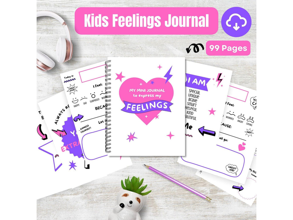 Kids Worry Journal Printable, Childrens Feelings Journal, Kids Mental Health Tools, Childrens Anxiety Worksheets, Kids Feelings Workbook