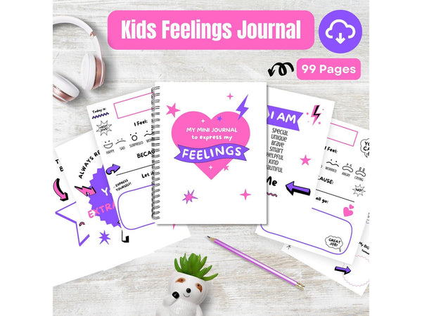 Kids Worry Journal Printable, Childrens Feelings Journal, Kids Mental Health Tools, Childrens Anxiety Worksheets, Kids Feelings Workbook